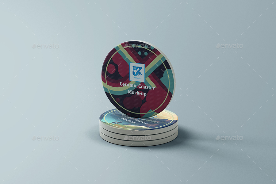 Ceramic Coaster Mockup v4 by kenoric GraphicRiver